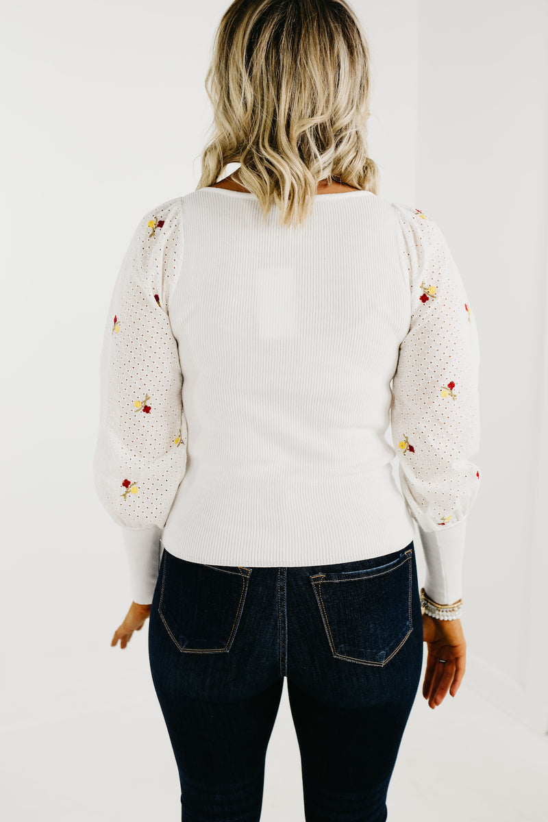 The Lizzy Floral Embroidered Lace Sweater - FINAL SALE
