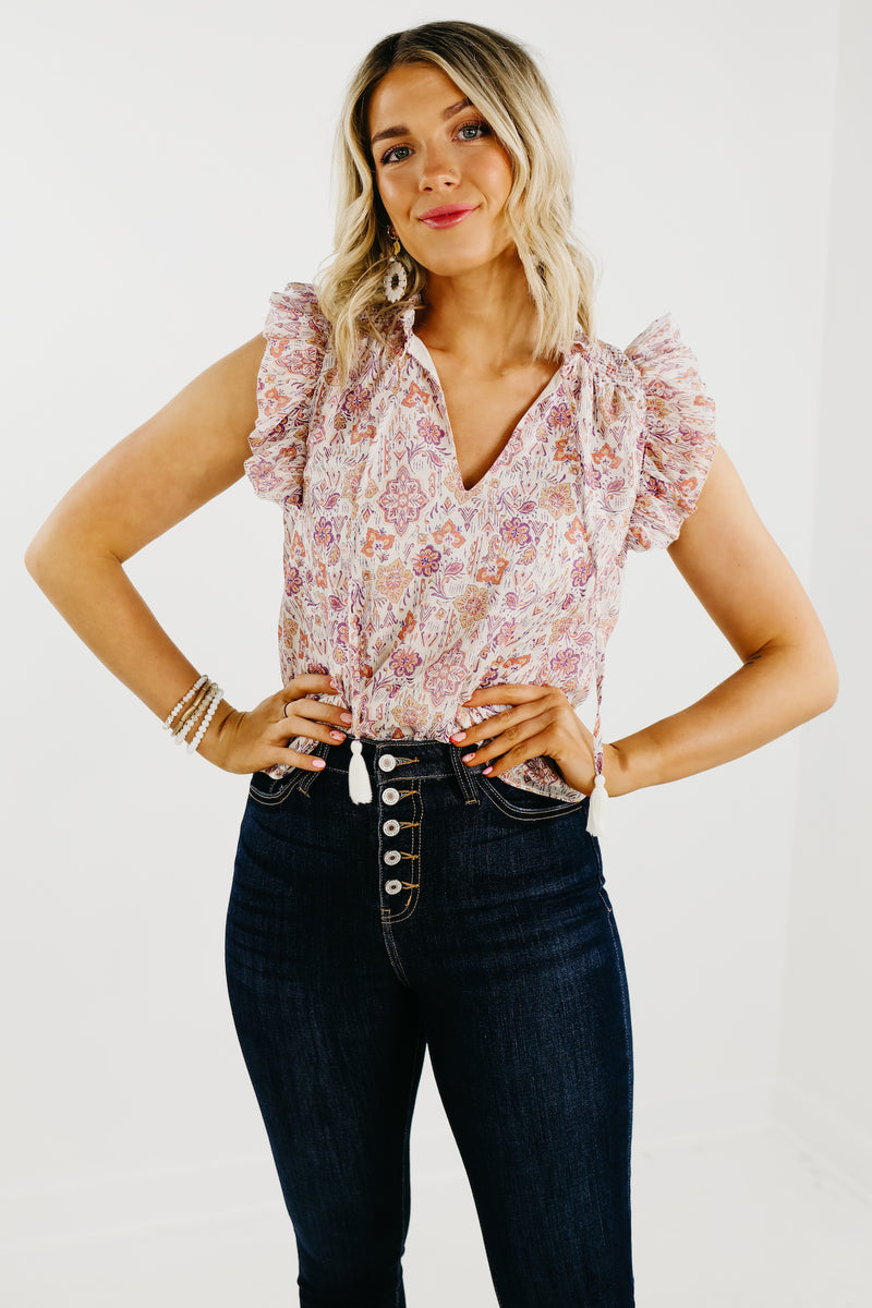 The Quinnley Smocked Tie Front Top - FINAL SALE