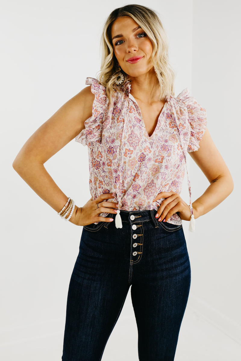 The Quinnley Smocked Tie Front Top - FINAL SALE