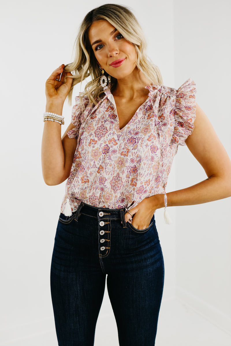 The Quinnley Smocked Tie Front Top - FINAL SALE