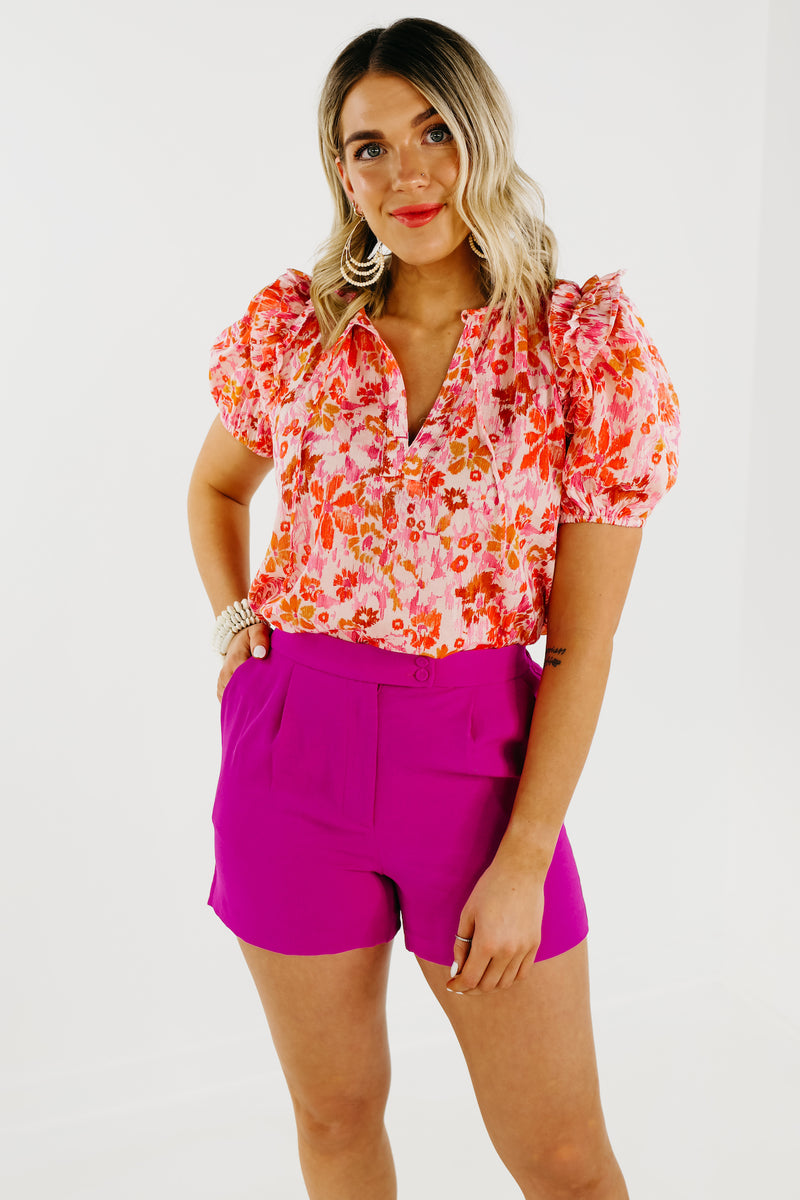 The Kamilah Abstract Floral Blouse - FINAL SALE