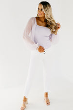 The Cole Chiffon Sleeve Ribbed Top - FINAL SALE