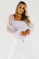 The Cole Chiffon Sleeve Ribbed Top - FINAL SALE