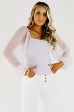 The Cole Chiffon Sleeve Ribbed Top - FINAL SALE