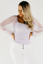 The Cole Chiffon Sleeve Ribbed Top - FINAL SALE