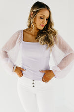 The Cole Chiffon Sleeve Ribbed Top - FINAL SALE