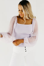 The Cole Chiffon Sleeve Ribbed Top - FINAL SALE