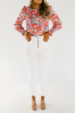 Kan Can 11 inch Button Front High Rise Skinny - KC7273WT