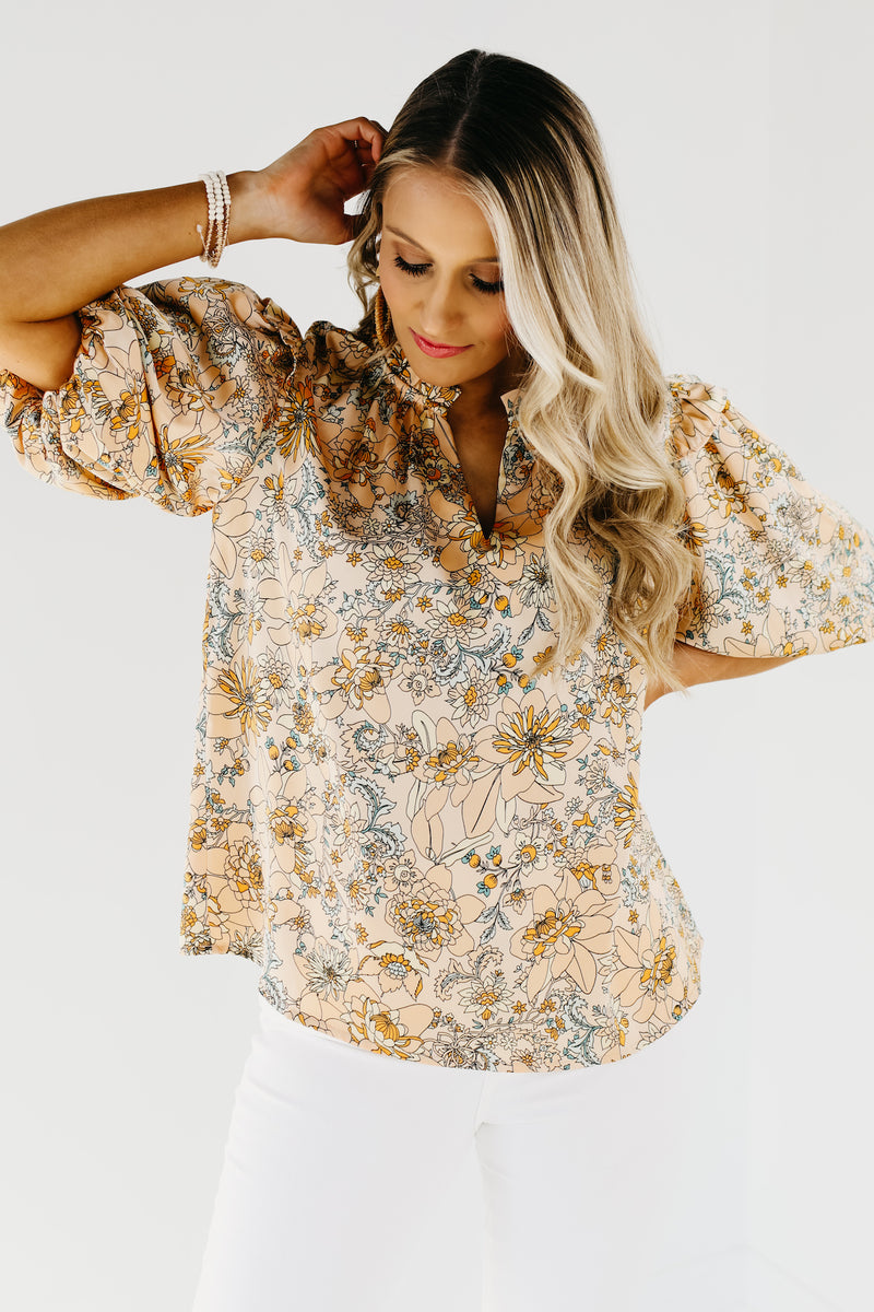 The Naya Floral Puff Sleeve Blouse - FINAL SALE