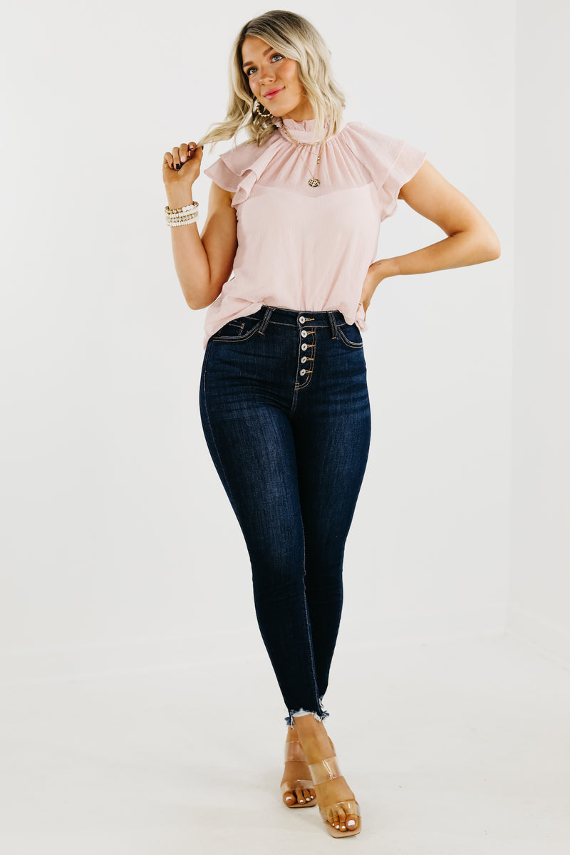 The Jazlyn Ruffle Sleeve Sweetheart Blouse - FINAL SALE