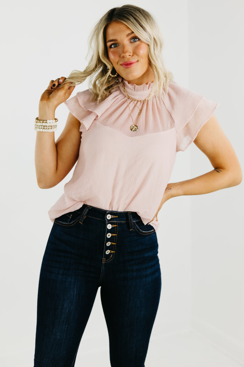 The Jazlyn Ruffle Sleeve Sweetheart Blouse - FINAL SALE