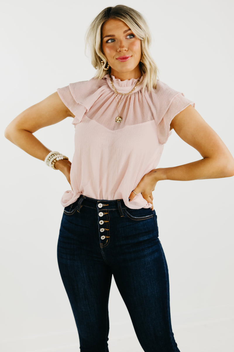 The Jazlyn Ruffle Sleeve Sweetheart Blouse - FINAL SALE