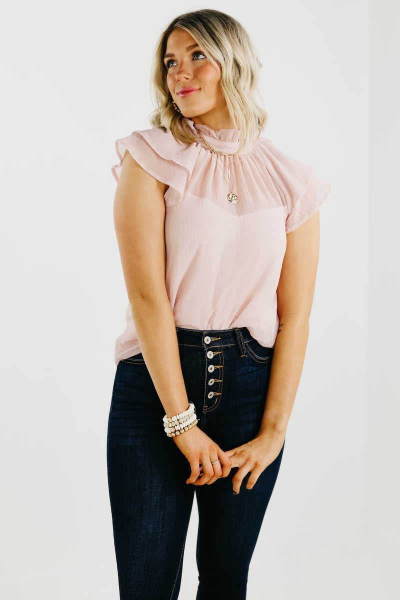 The Jazlyn Ruffle Sleeve Sweetheart Blouse - FINAL SALE