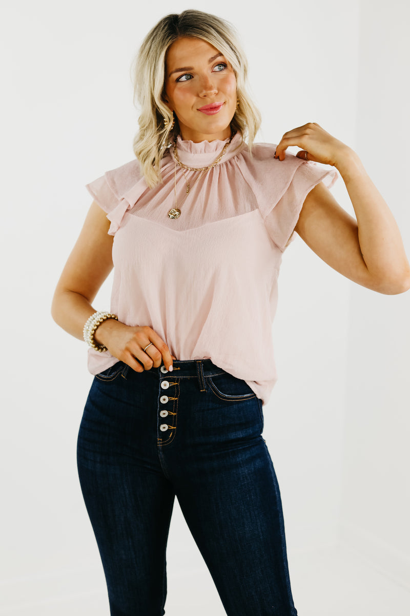 The Jazlyn Ruffle Sleeve Sweetheart Blouse - FINAL SALE