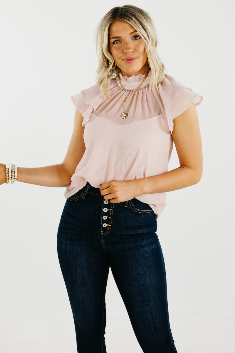 The Jazlyn Ruffle Sleeve Sweetheart Blouse - FINAL SALE