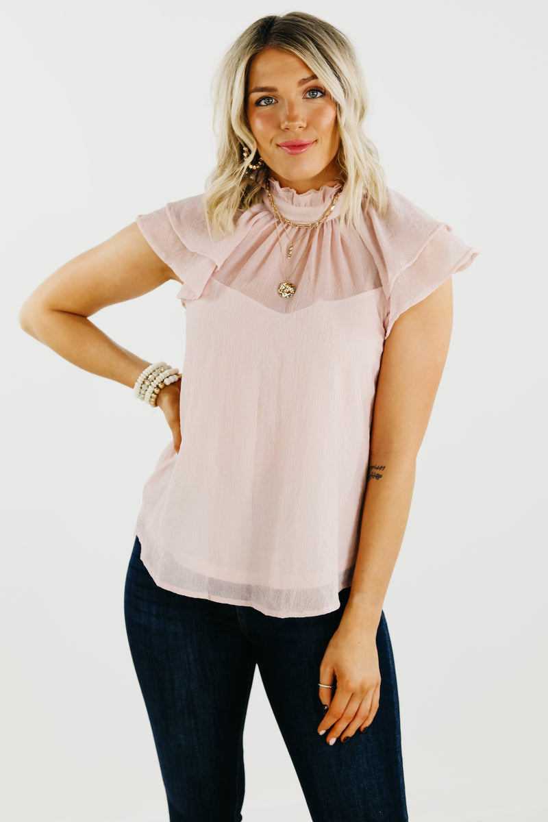 The Jazlyn Ruffle Sleeve Sweetheart Blouse - FINAL SALE