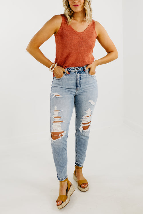 Eunina Denim | The Tobi High Rise Ankle Mom Jeans - FINAL SALE