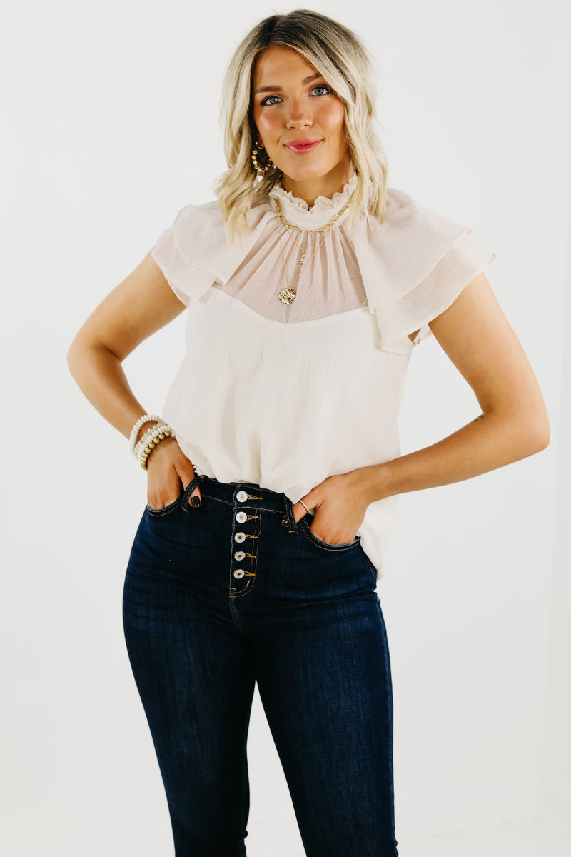 The Jazlyn Ruffle Sleeve Sweetheart Blouse - FINAL SALE