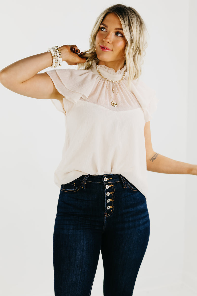 The Jazlyn Ruffle Sleeve Sweetheart Blouse - FINAL SALE