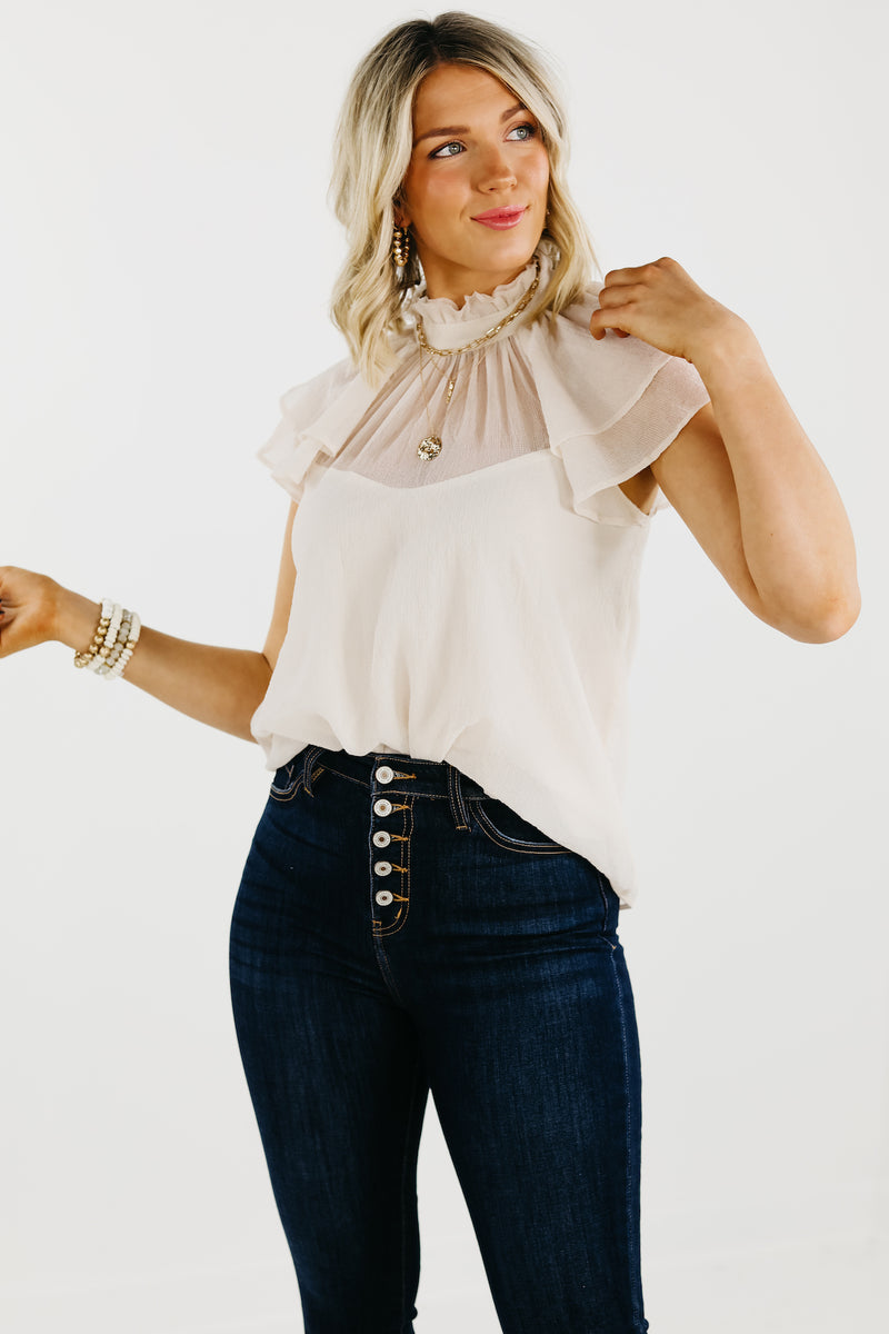 The Jazlyn Ruffle Sleeve Sweetheart Blouse - FINAL SALE