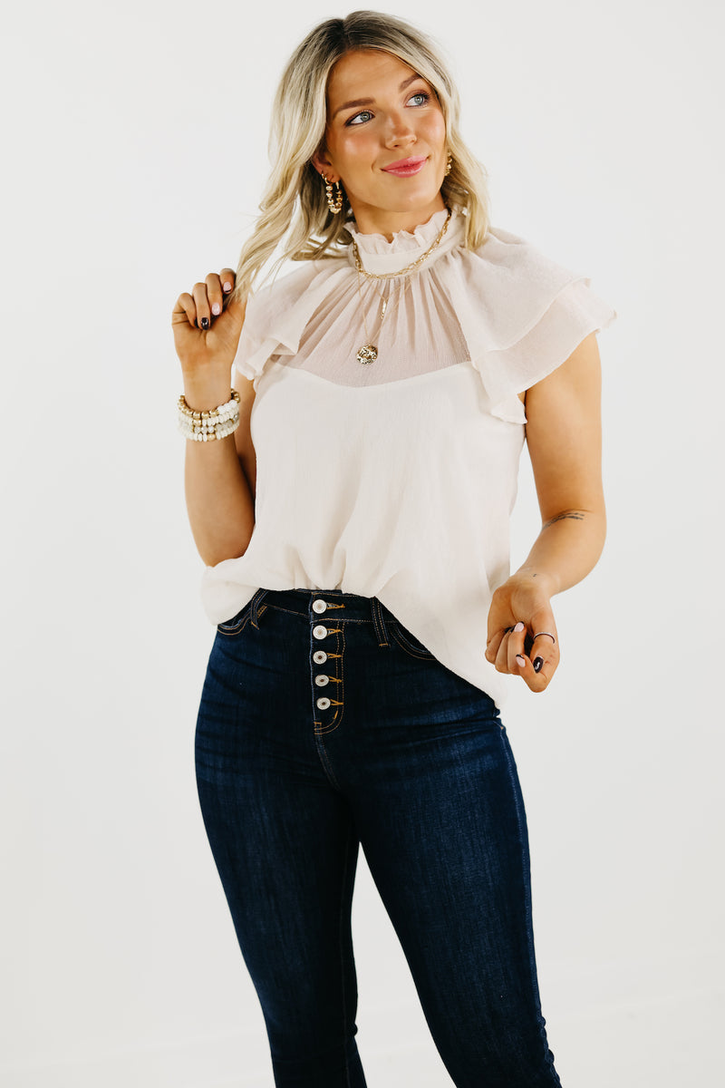 The Jazlyn Ruffle Sleeve Sweetheart Blouse - FINAL SALE