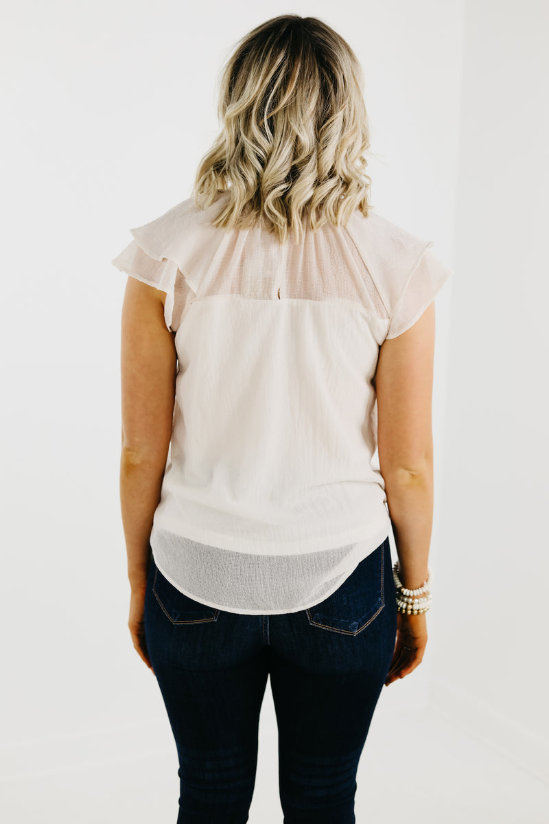 The Jazlyn Ruffle Sleeve Sweetheart Blouse - FINAL SALE