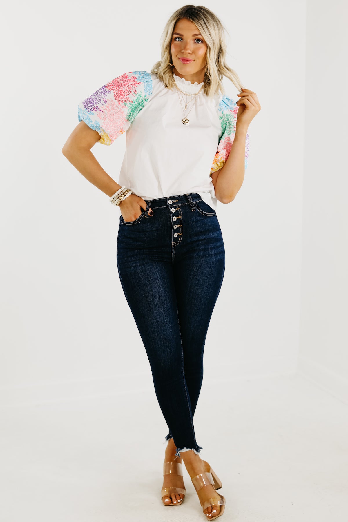 The Journey Embroidered Balloon Sleeve Blouse - FINAL SALE