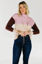 The Lush Alyse Colorblock Turtleneck Sweater