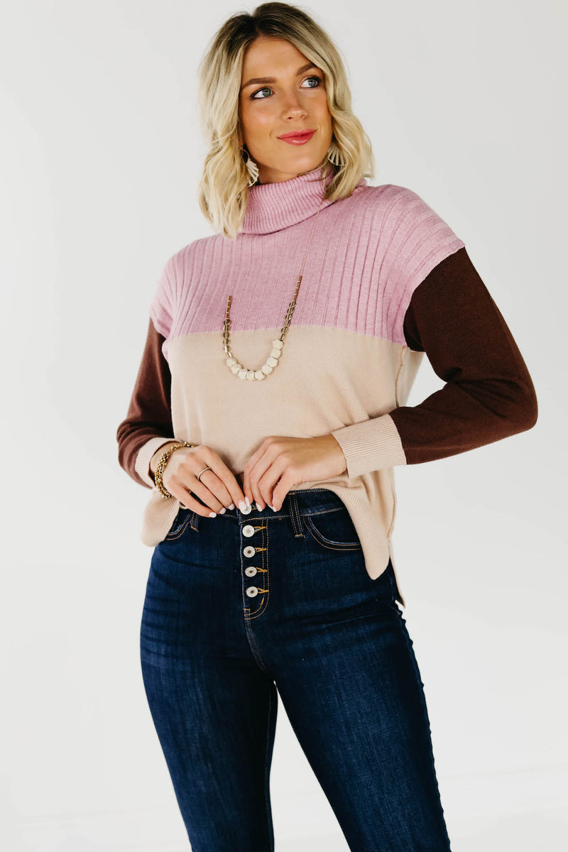 The Lush Alyse Colorblock Turtleneck Sweater