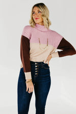 The Lush Alyse Colorblock Turtleneck Sweater