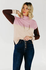 The Lush Alyse Colorblock Turtleneck Sweater