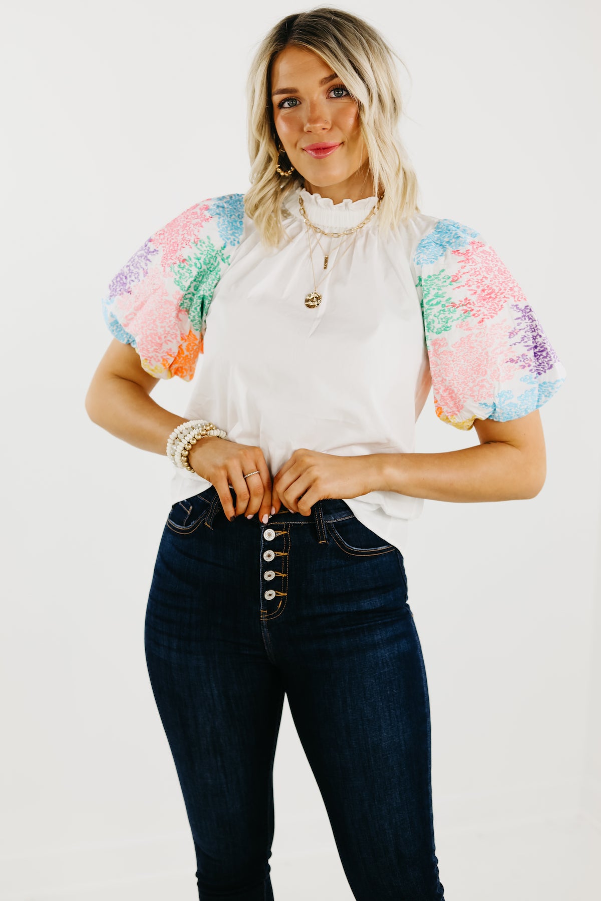 The Journey Embroidered Balloon Sleeve Blouse - FINAL SALE