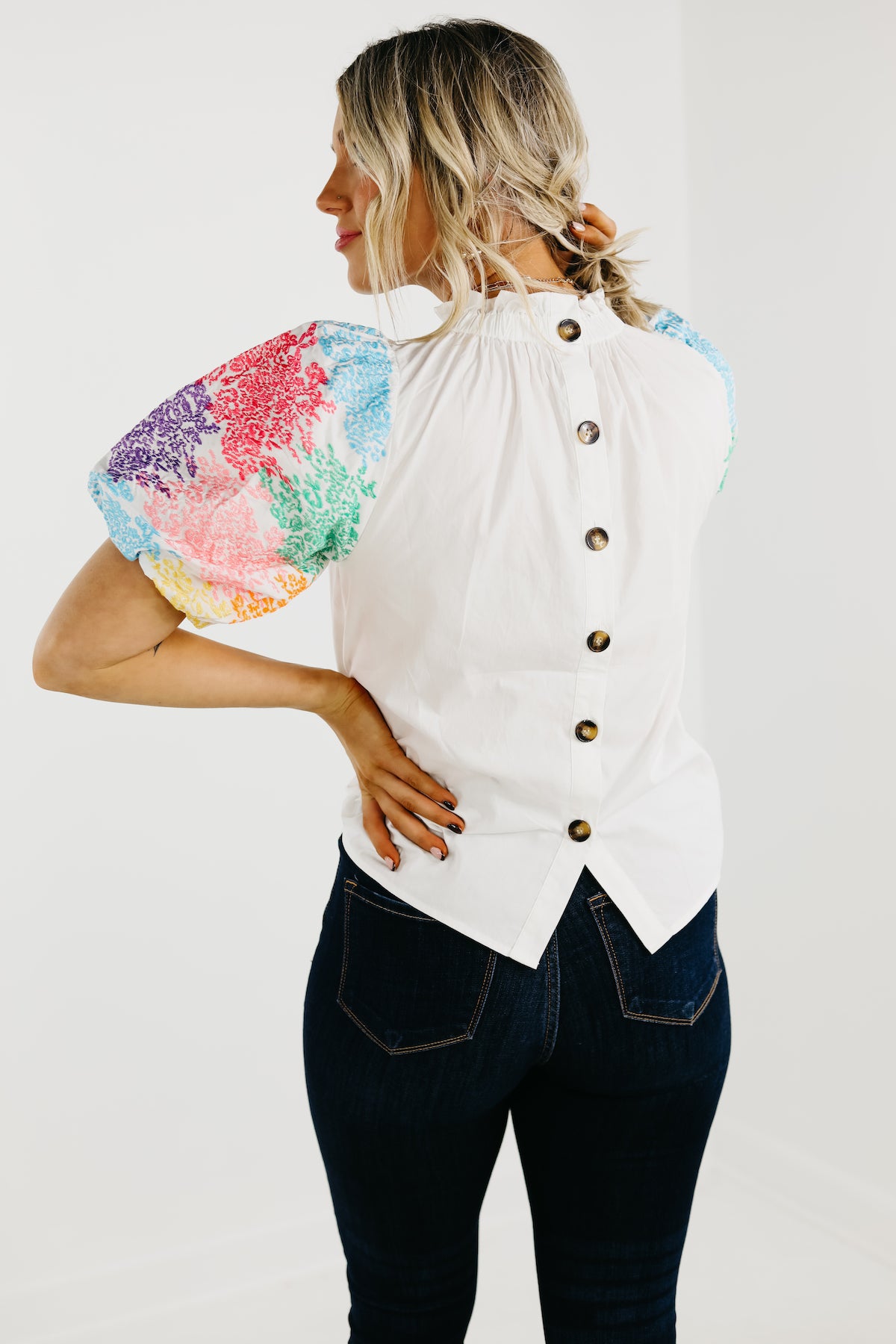 The Journey Embroidered Balloon Sleeve Blouse - FINAL SALE
