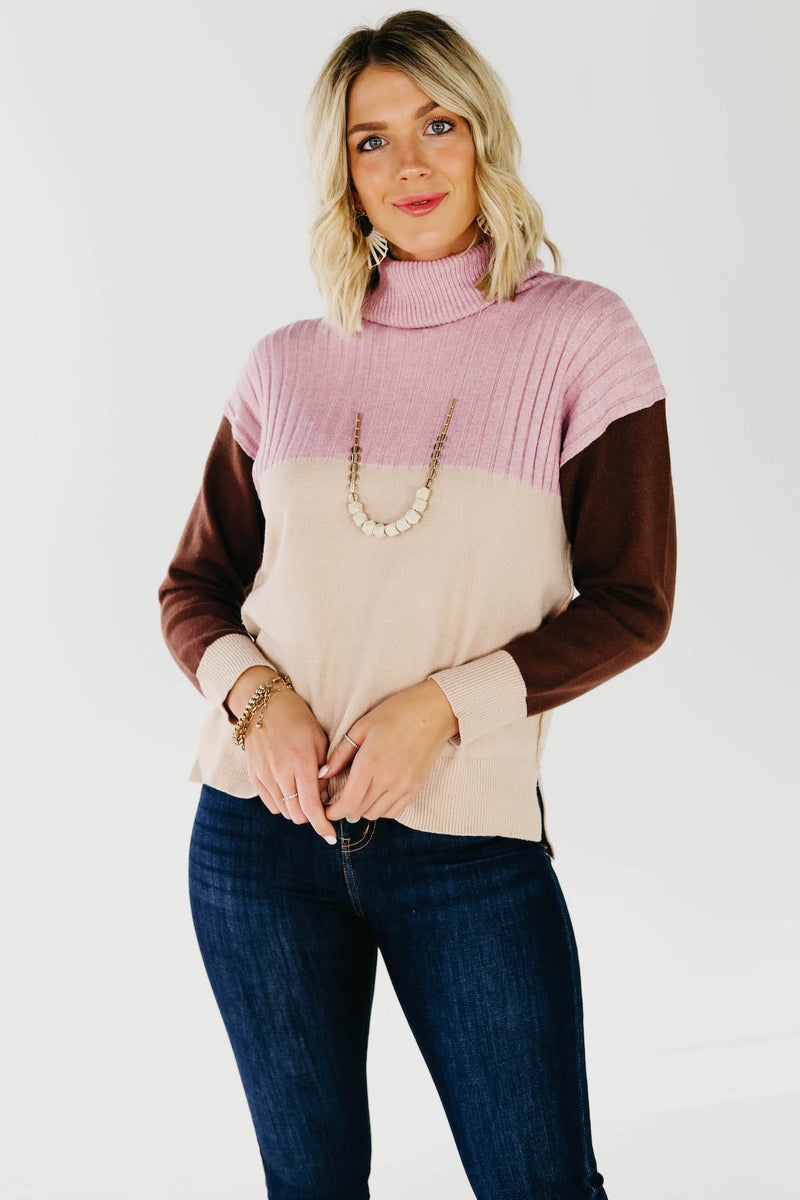 The Lush Alyse Colorblock Turtleneck Sweater