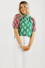 The Courtney Floral Embroidered Puff Sleeve Top - FINAL SALE