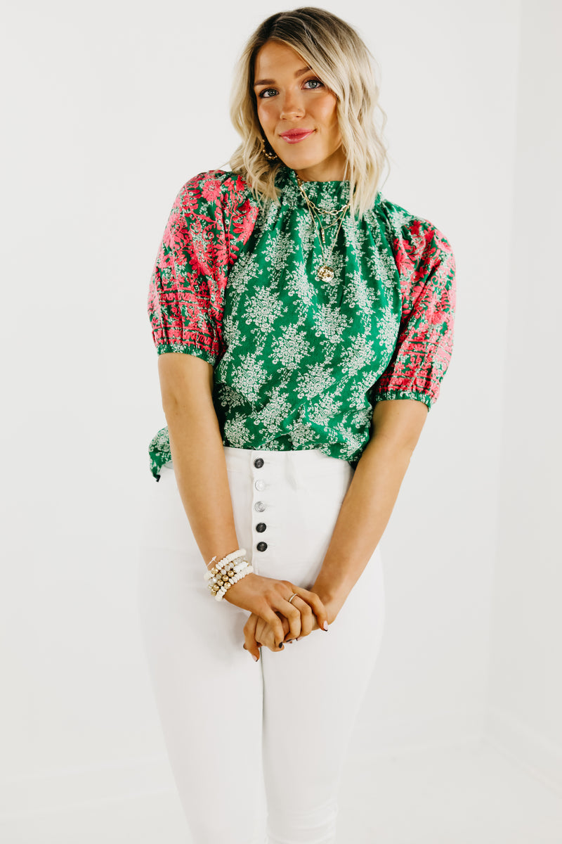 The Courtney Floral Embroidered Puff Sleeve Top - FINAL SALE