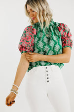 The Courtney Floral Embroidered Puff Sleeve Top - FINAL SALE