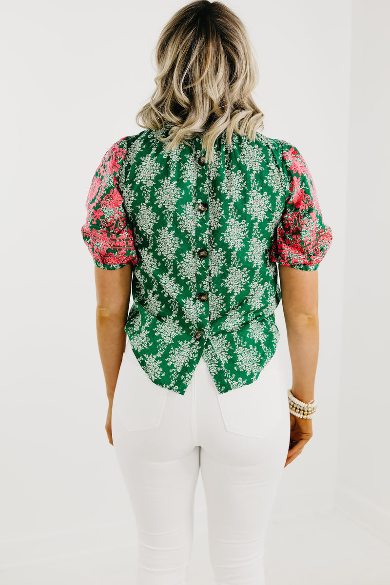 The Courtney Floral Embroidered Puff Sleeve Top - FINAL SALE