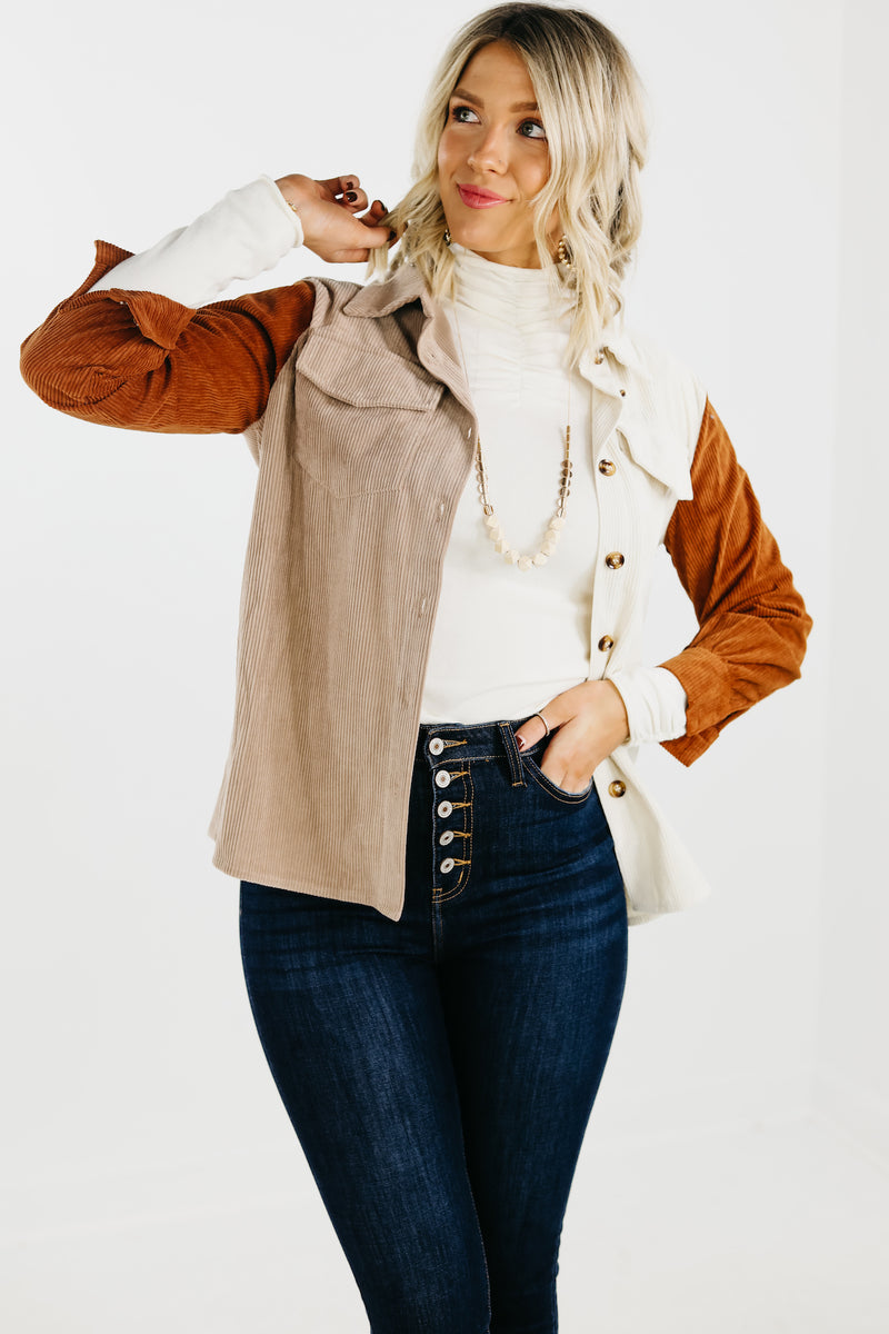 The Mallory Colorblock Corduroy Button Down