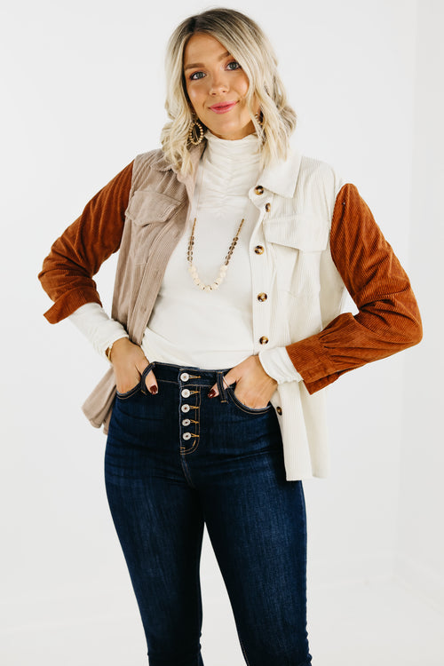 The Mallory Colorblock Corduroy Button Down