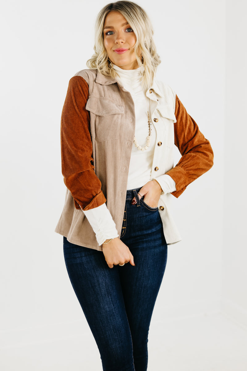 The Mallory Colorblock Corduroy Button Down