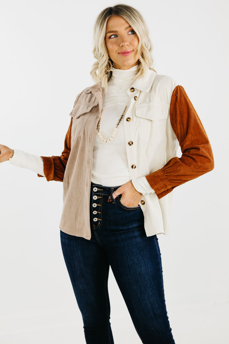 The Mallory Colorblock Corduroy Button Down