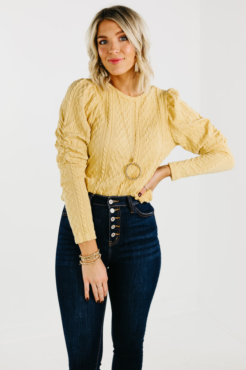 The Tyrell Puff Sleeve Cable Knit Sweater