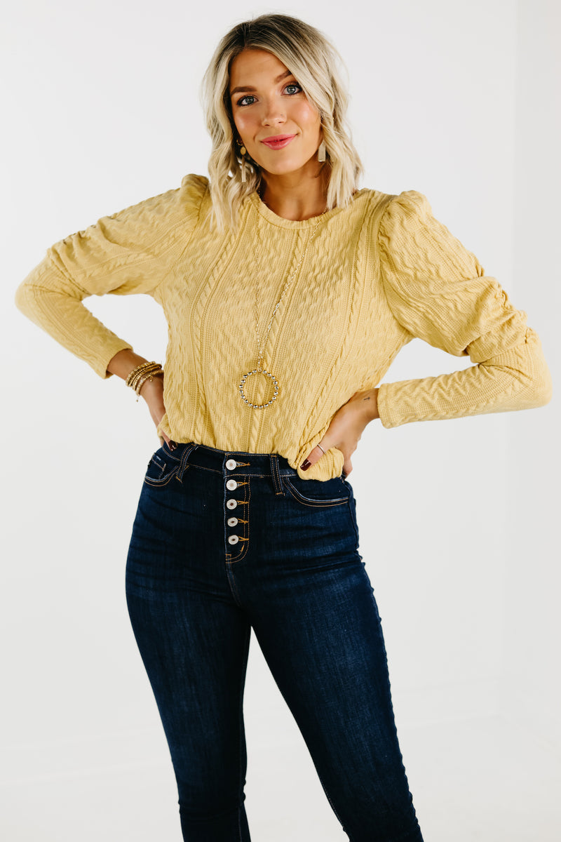 The Tyrell Puff Sleeve Cable Knit Sweater