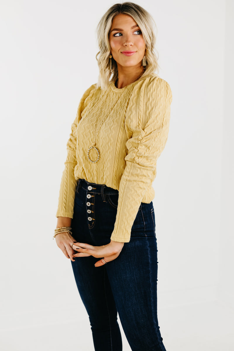 The Tyrell Puff Sleeve Cable Knit Sweater