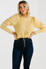 The Tyrell Puff Sleeve Cable Knit Sweater