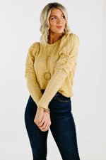 The Tyrell Puff Sleeve Cable Knit Sweater