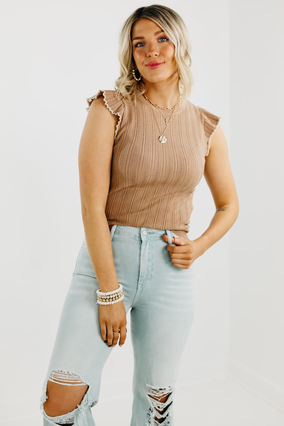 The Ingrid Flutter Sleeve Sweater Top - FINAL SALE