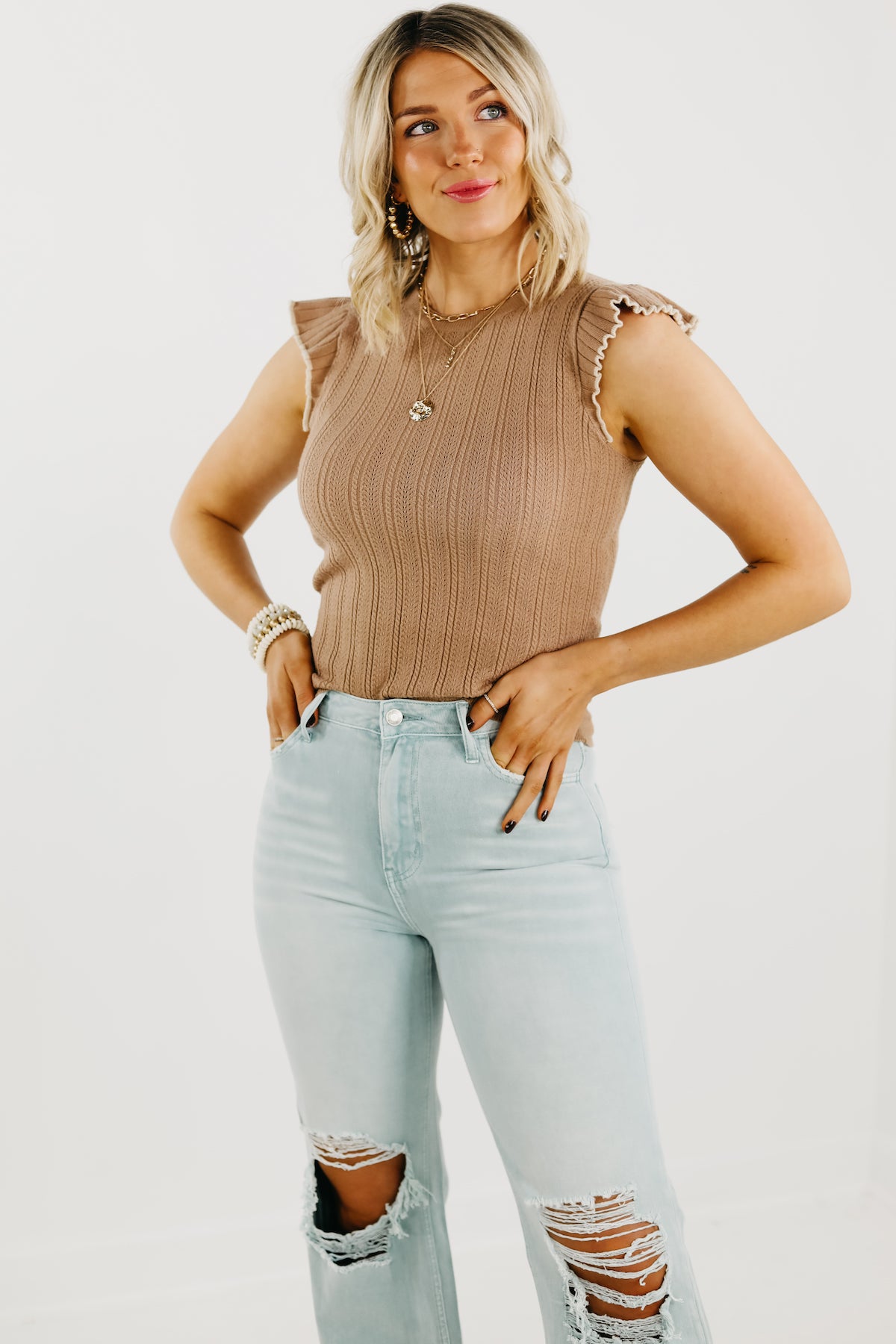 The Ingrid Flutter Sleeve Sweater Top - FINAL SALE