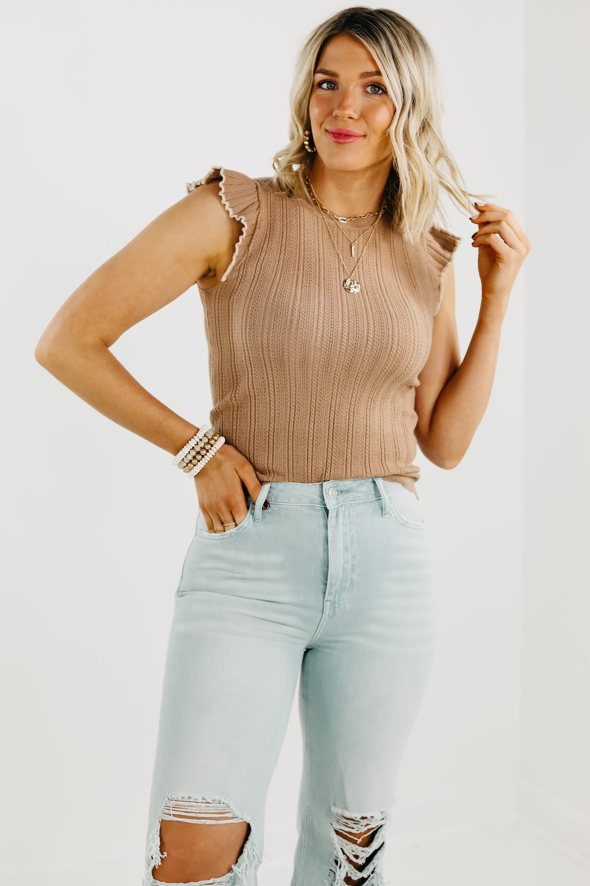 The Ingrid Flutter Sleeve Sweater Top - FINAL SALE